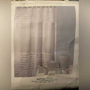 White Ruffle Shower Curtain